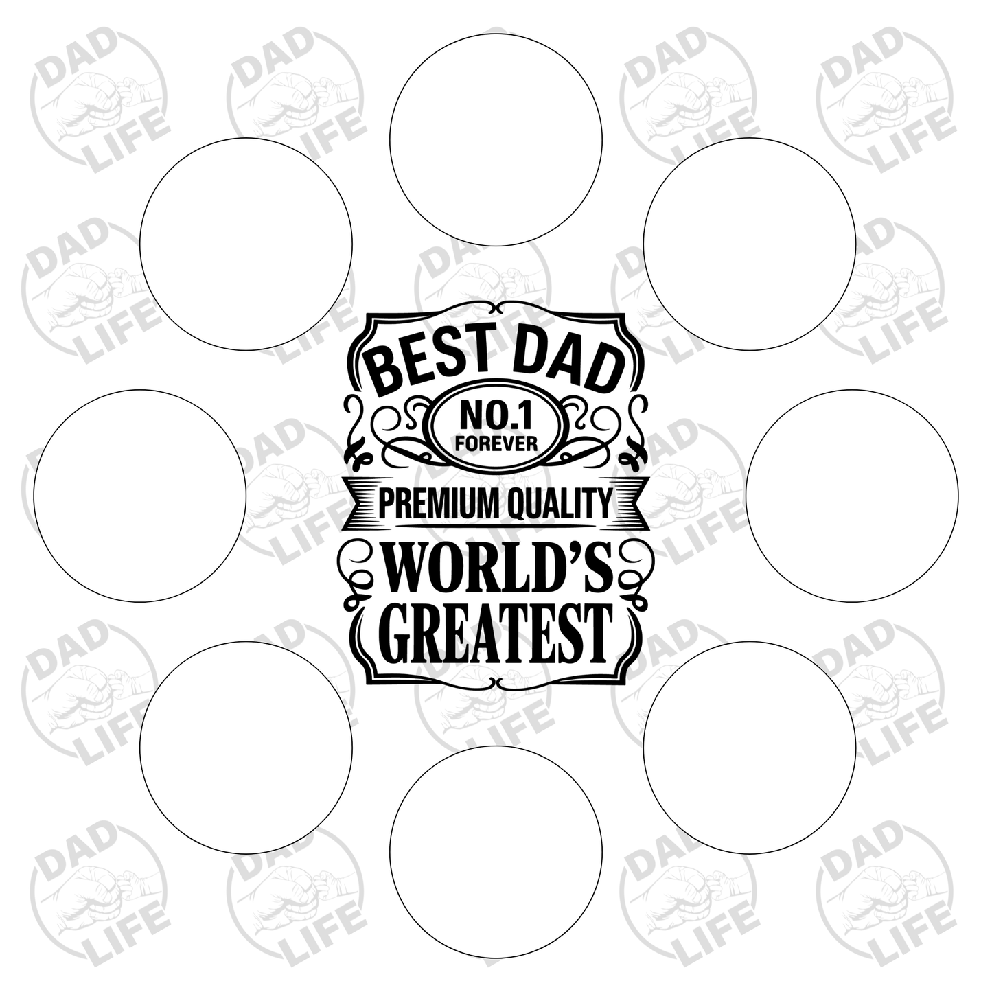 Best Dad images , cupcake insert. 10x10 inch (approx. 25.5 x 25.5-cm) Cake Box Decoration – PNG PDF SVG Cricut Cut File