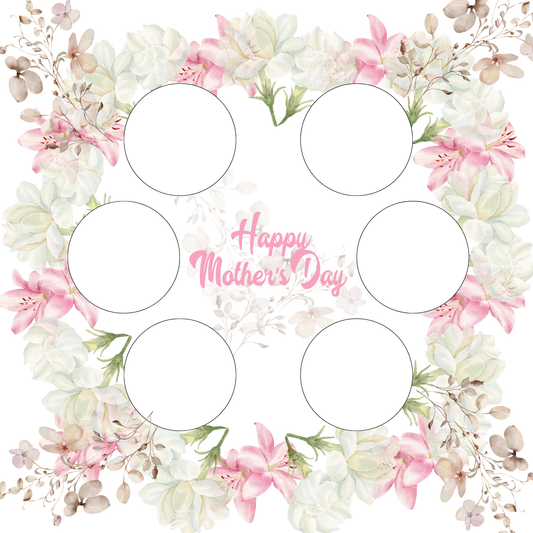 Mother’s Day Cake Box Insert Printable set 1  – 10x10 Cake Box Decoration – Floral Happy Mothers Day Cake Box Insert – PNG PDF SVG Cricut Cut File
