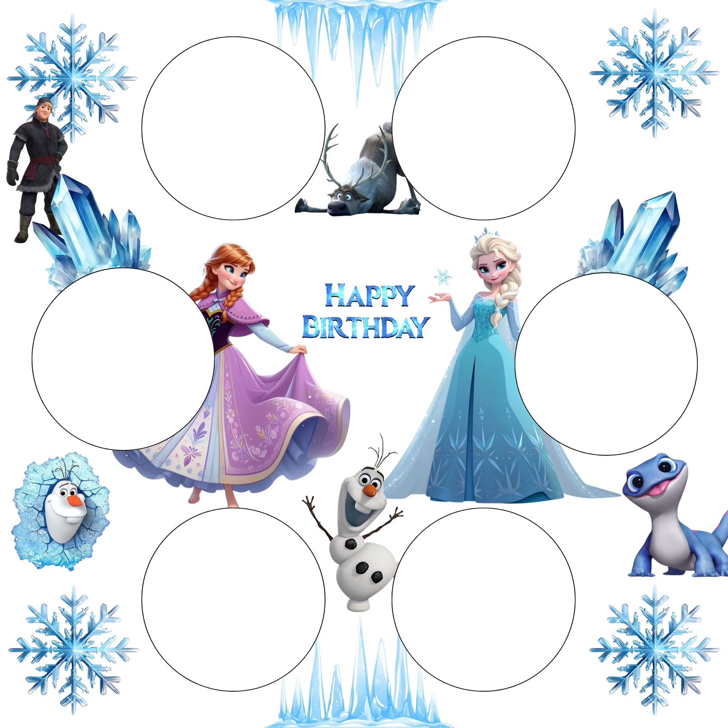 10 Inch Cake Box Cupcake Insert Template – Winter Ice Theme Cupcake Holder for 6 Cupcakes – Printable PDF PNG Digital Download