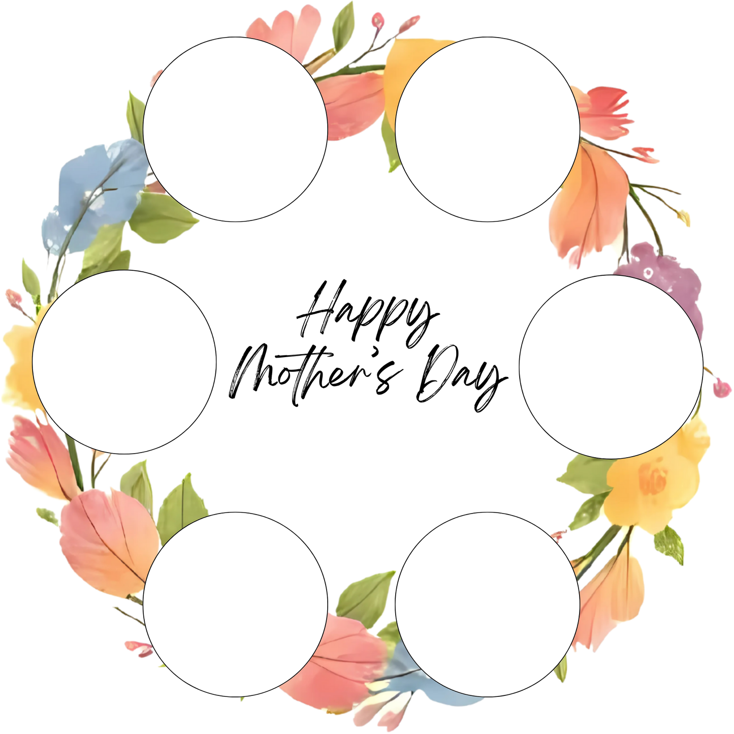 Mother’s Day Cake Box Insert Printable set 2  – 10x10 Cake Box Decoration – Floral Happy Mothers Day Cake Box Insert – PNG PDF SVG Cricut Cut File