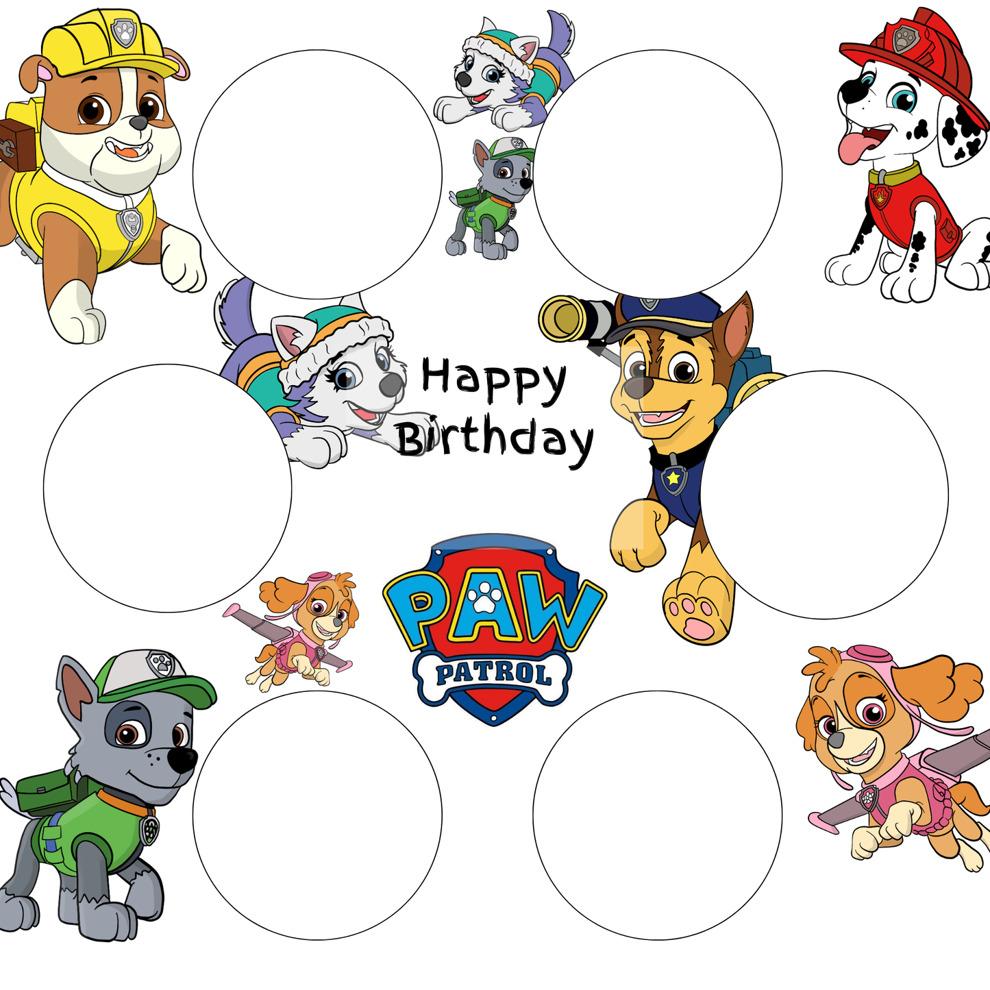 Rescue Puppy Birthday Cupcake Box Insert Template – 10 Inch Cake Box Cupcake Holder for 6 Cupcakes – Printable PNG PDF Digital Download