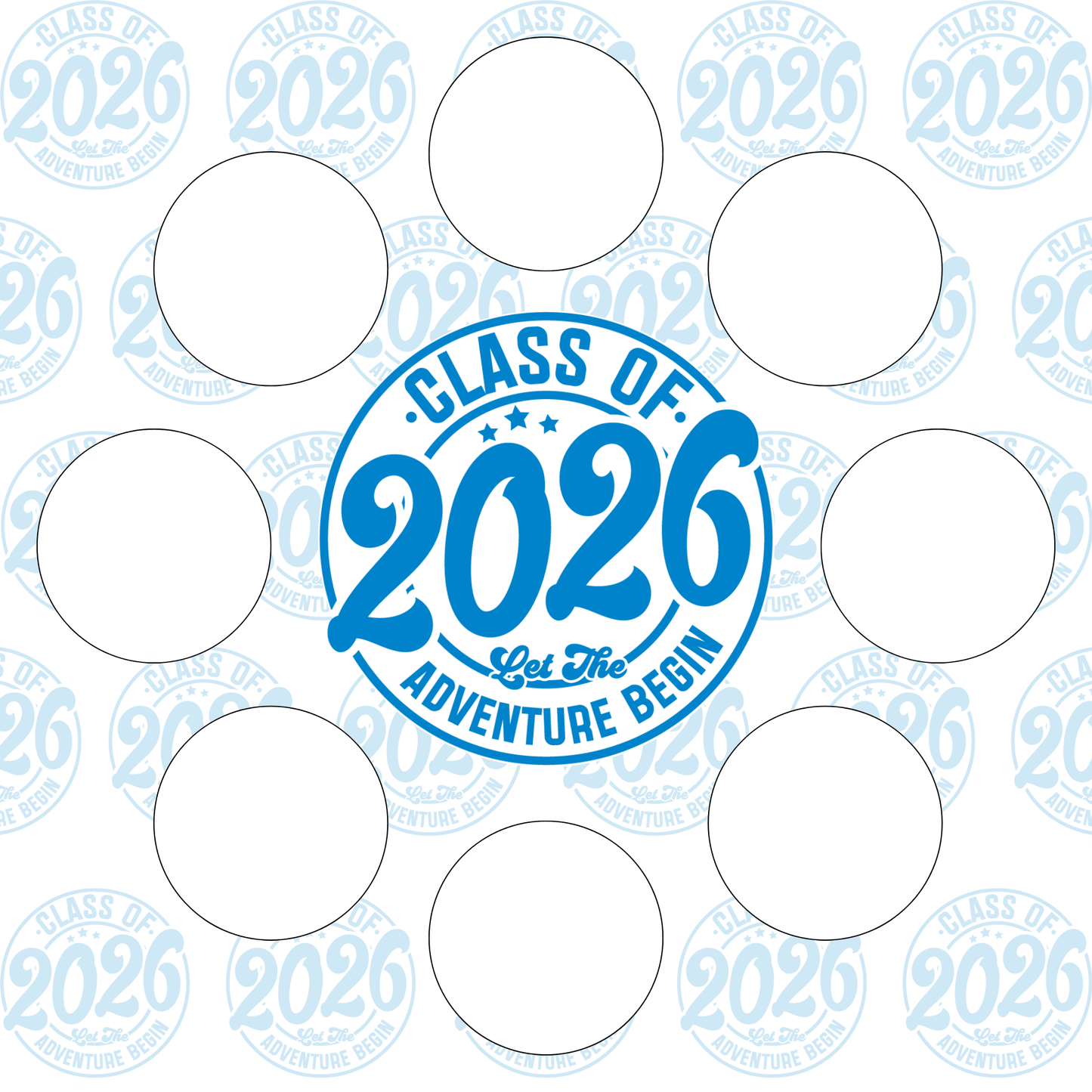Class of 2026 full set, cupcake insert. 10x10 inch (approx. 25.5 x 25.5-cm)  Cake Box Decoration – PNG PDF SVG Cricut Cut File