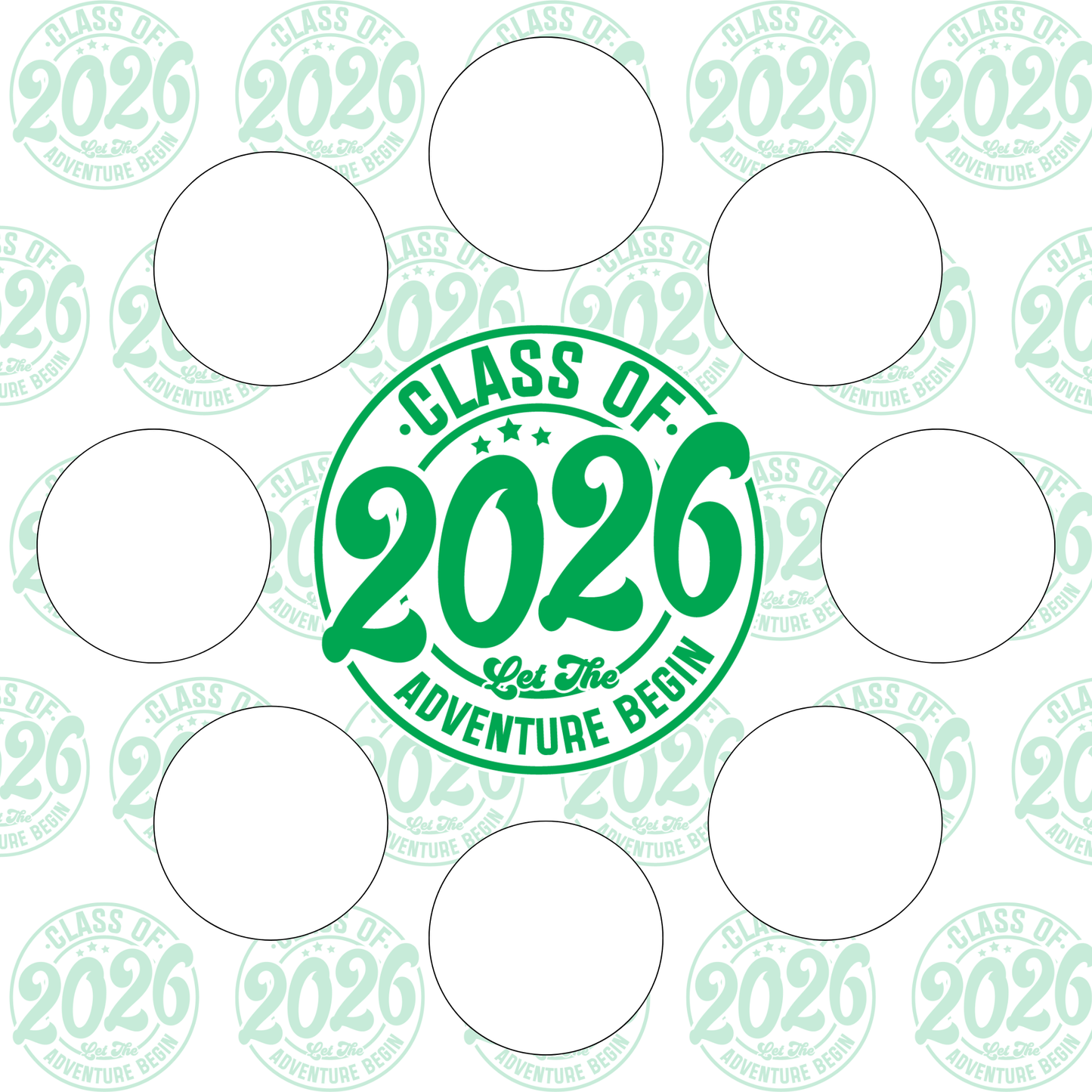 Class of 2026 full set, cupcake insert. 10x10 inch (approx. 25.5 x 25.5-cm)  Cake Box Decoration – PNG PDF SVG Cricut Cut File