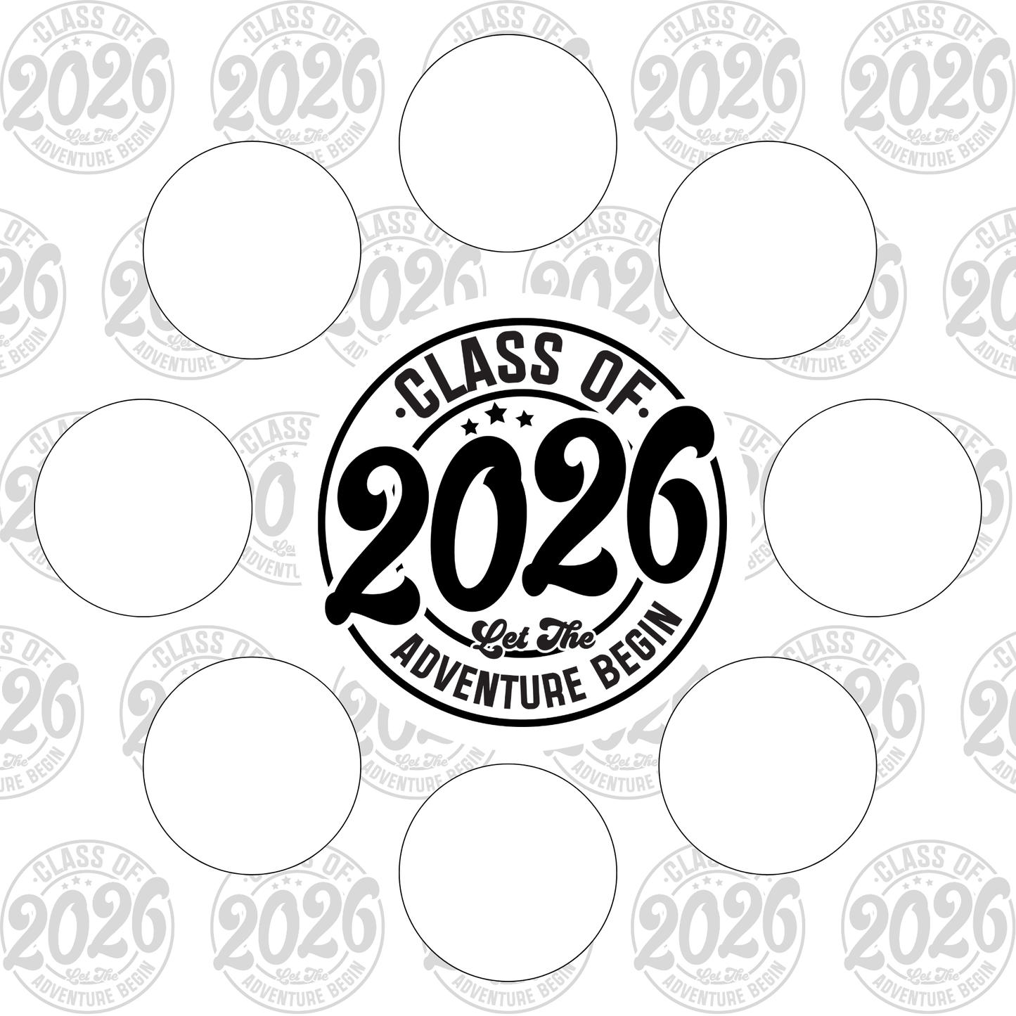 Class of 2026 full set, cupcake insert. 10x10 inch (approx. 25.5 x 25.5-cm)  Cake Box Decoration – PNG PDF SVG Cricut Cut File