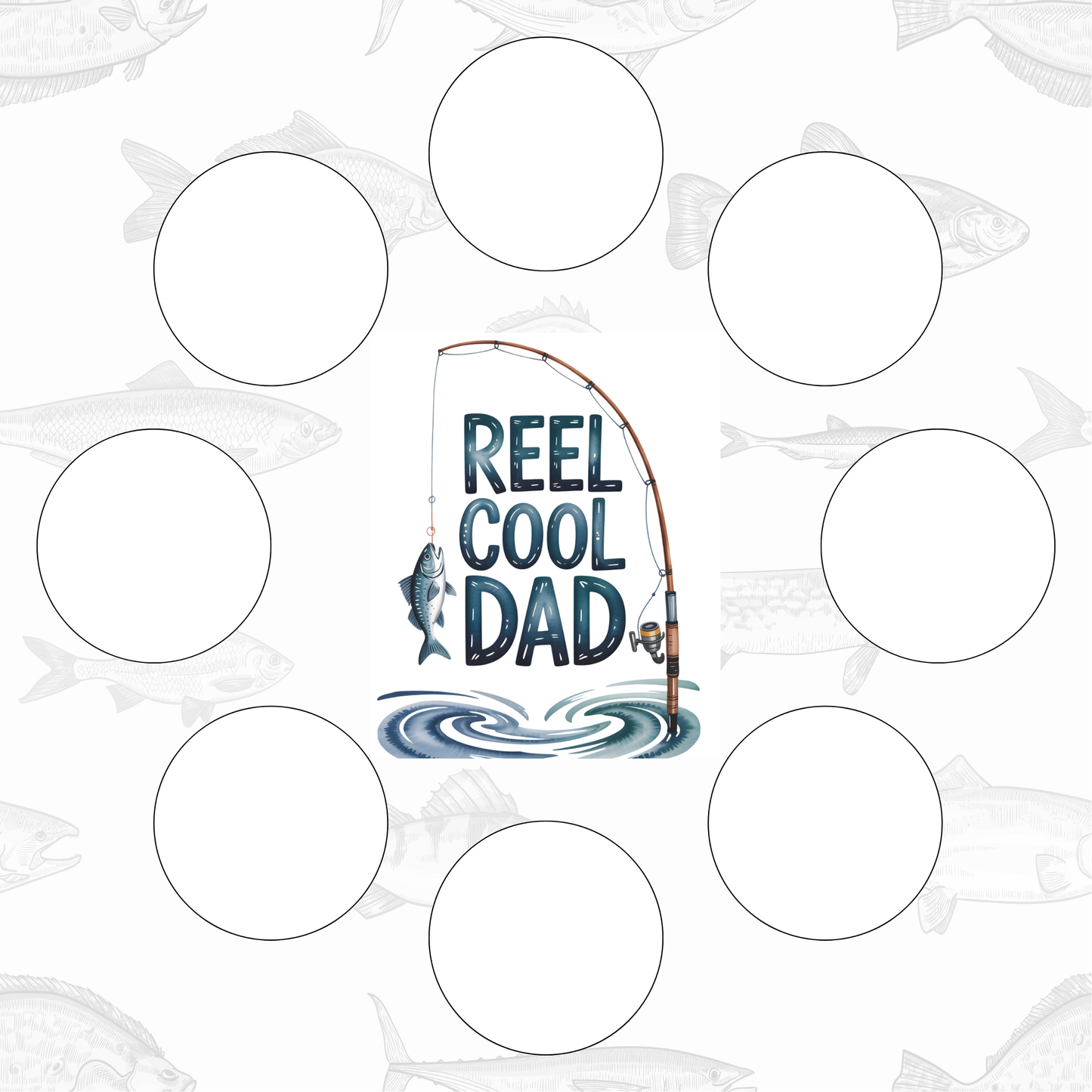 Reel cool Dad cupcake insert. Cake Box Insert Printable download  – 10x10 Cake Box Decoration – PNG PDF SVG Cricut Cut File
