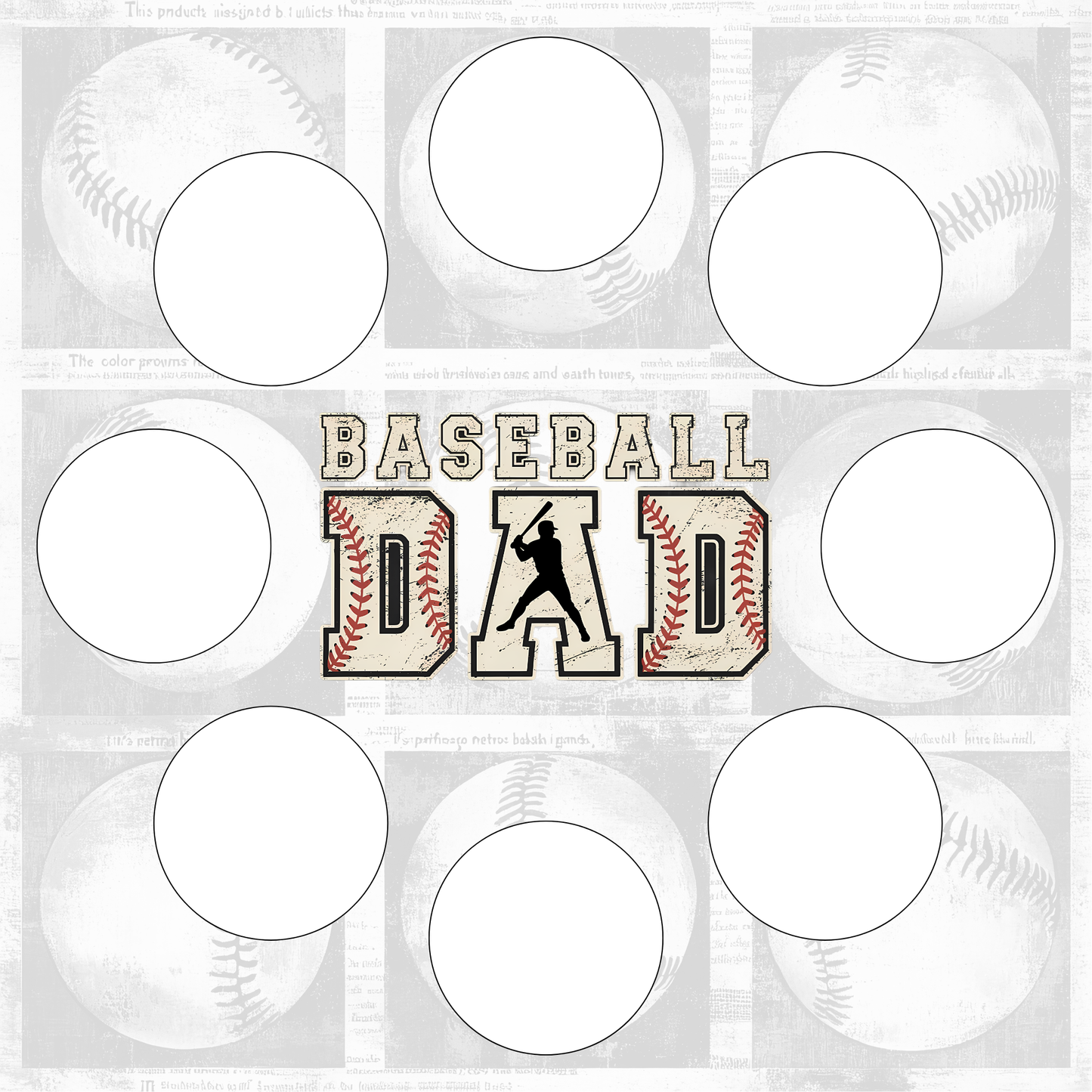 Baseball Dad set of 4 images cupcake insert. Cake Box Insert Printable download  – 10x10 Cake Box Decoration – PNG PDF SVG Cricut Cut File