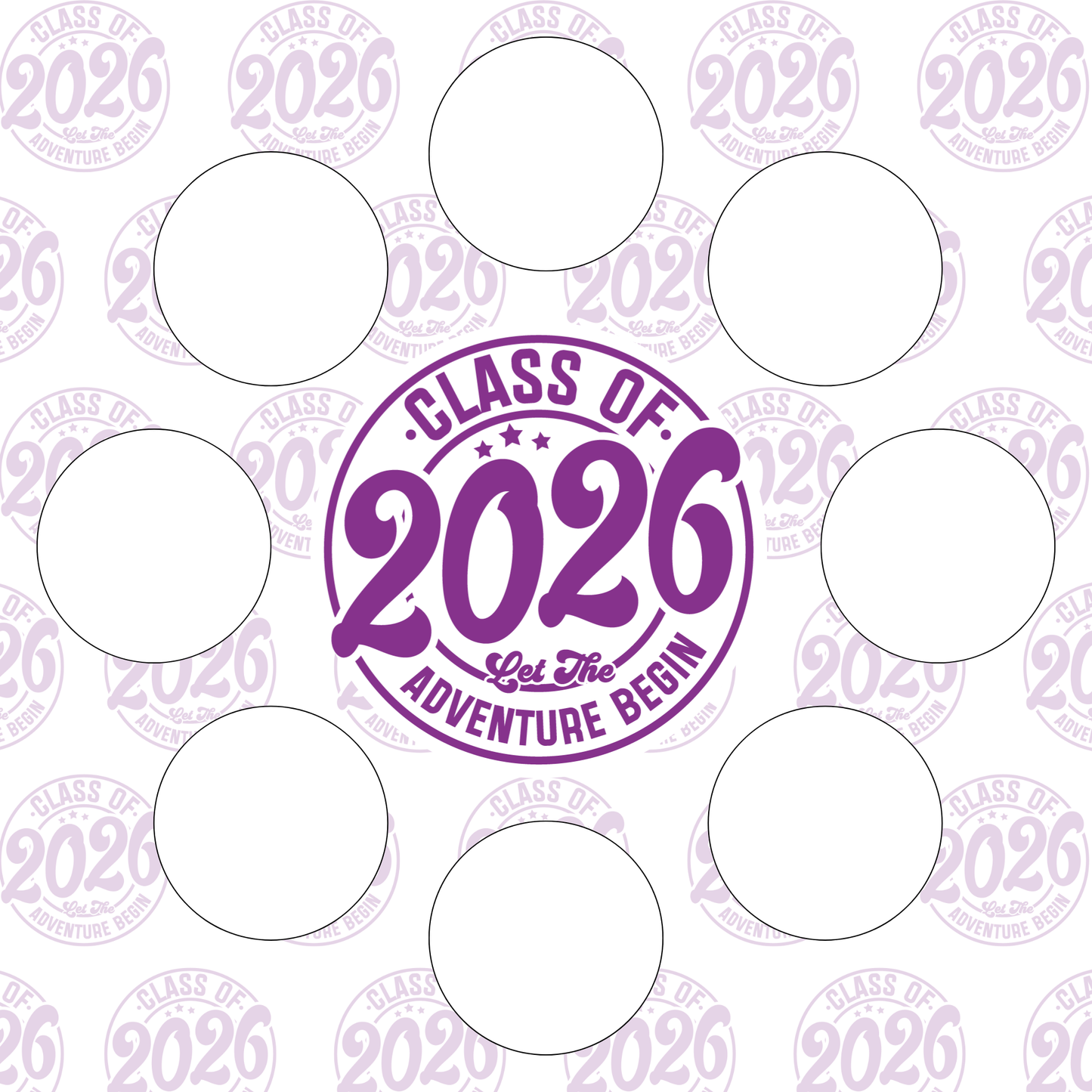 Class of 2026 full set, cupcake insert. 10x10 inch (approx. 25.5 x 25.5-cm)  Cake Box Decoration – PNG PDF SVG Cricut Cut File